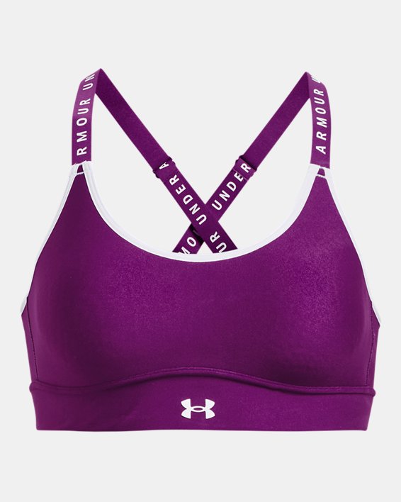 Women's UA Infinity Mid Covered Sports Bra in Purple image number 10